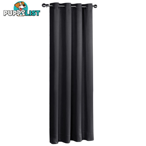 ArtQueen 3 Pass Eyelet Blockout Curtain Black 300cm