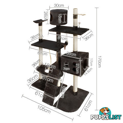 Cat Scratching Poles Post Furniture Tree 170cm Grey