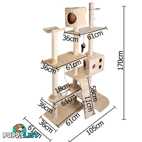 Cat Scratching Poles Post Furniture Tree 170cm Beige