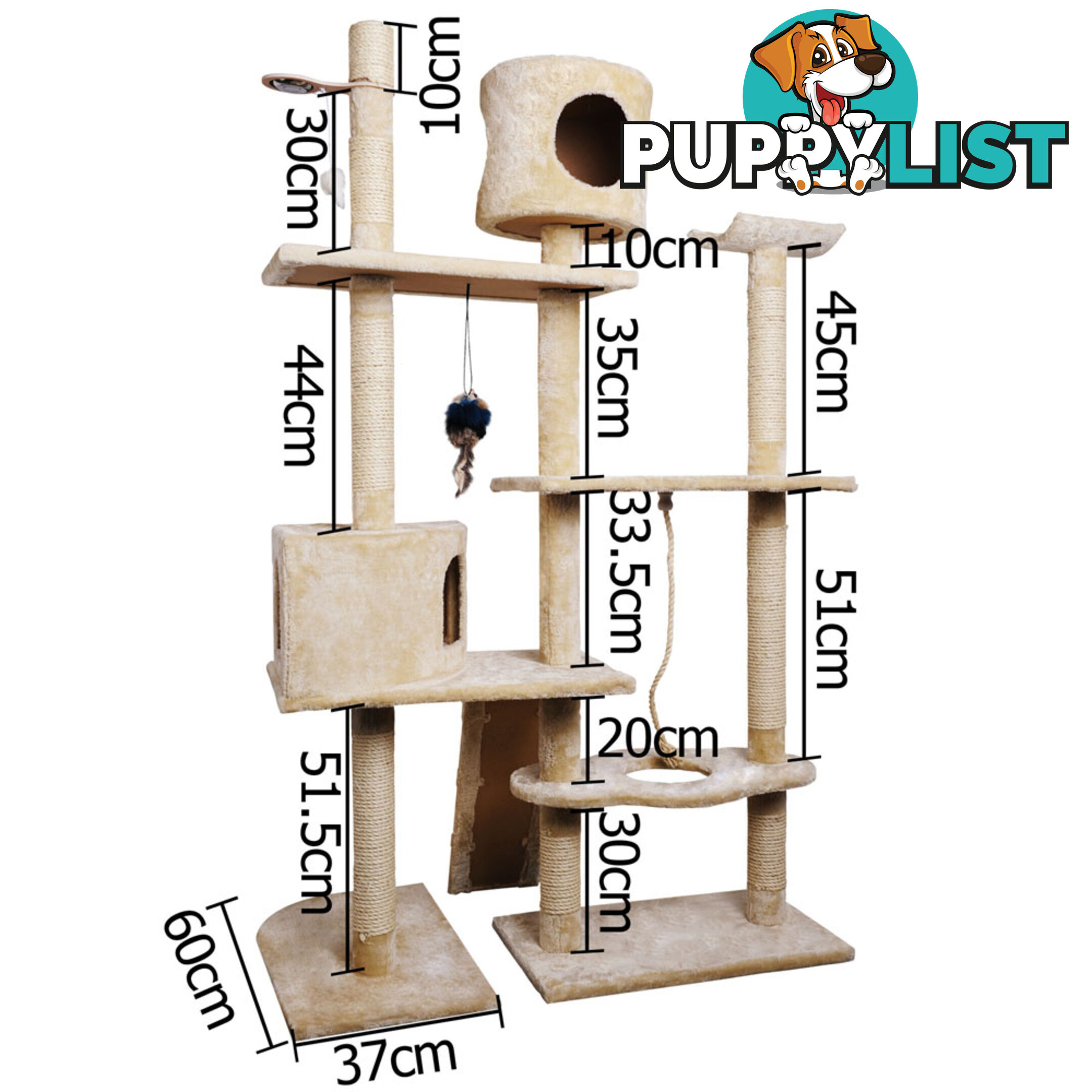 Cat Scratching Poles Post Furniture Tree 170cm Beige