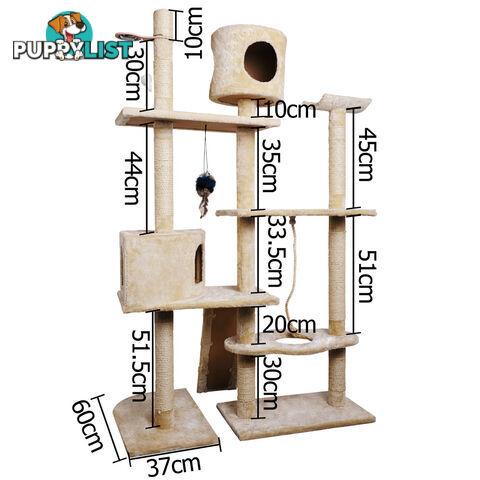 Cat Scratching Poles Post Furniture Tree 170cm Beige