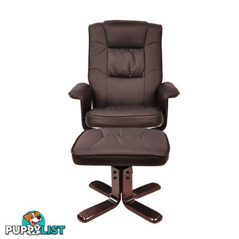 PU Leather Lounge Recliner Chair Ottoman Chocolate