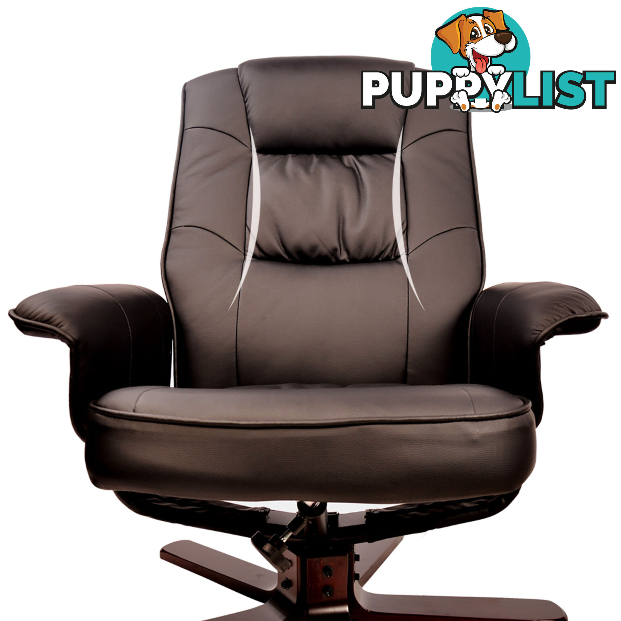 PU Leather Lounge Recliner Chair Ottoman Chocolate