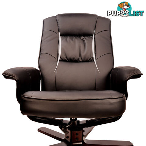 PU Leather Lounge Recliner Chair Ottoman Chocolate