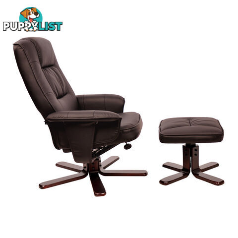 PU Leather Lounge Recliner Chair Ottoman Chocolate