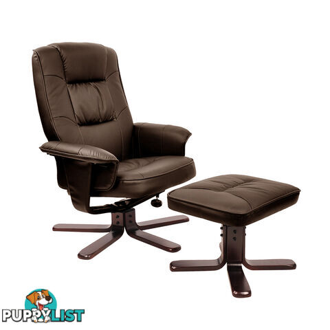 PU Leather Lounge Recliner Chair Ottoman Chocolate