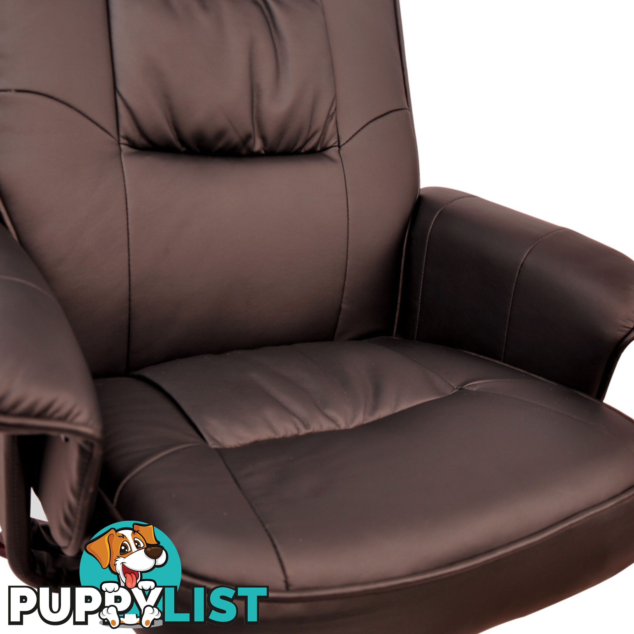 PU Leather Lounge Recliner Chair Ottoman Chocolate