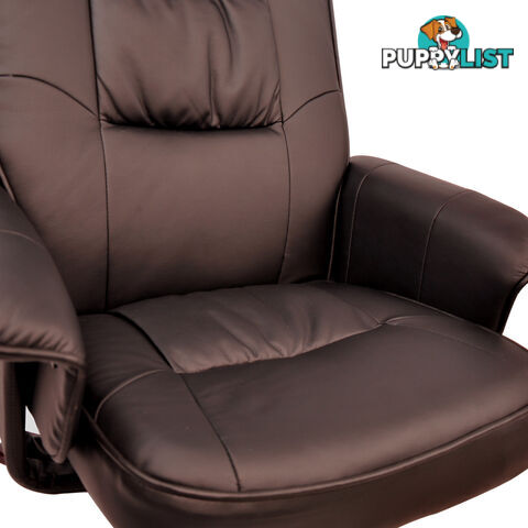 PU Leather Lounge Recliner Chair Ottoman Chocolate