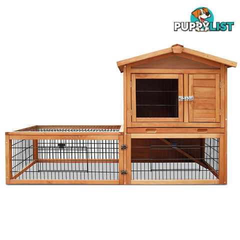 Double Storey Pet Hutch with Under Run Green