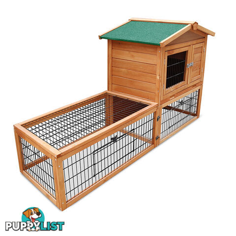 Double Storey Pet Hutch with Under Run Green