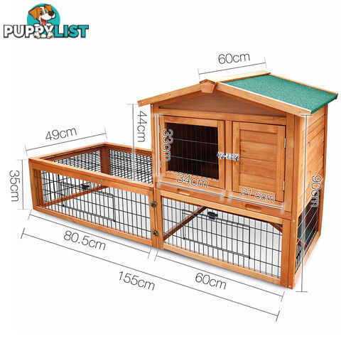 Double Storey Pet Hutch with Under Run Green