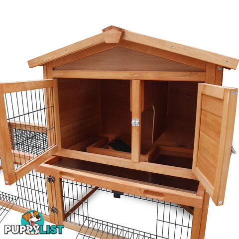 Double Storey Pet Hutch with Under Run Green