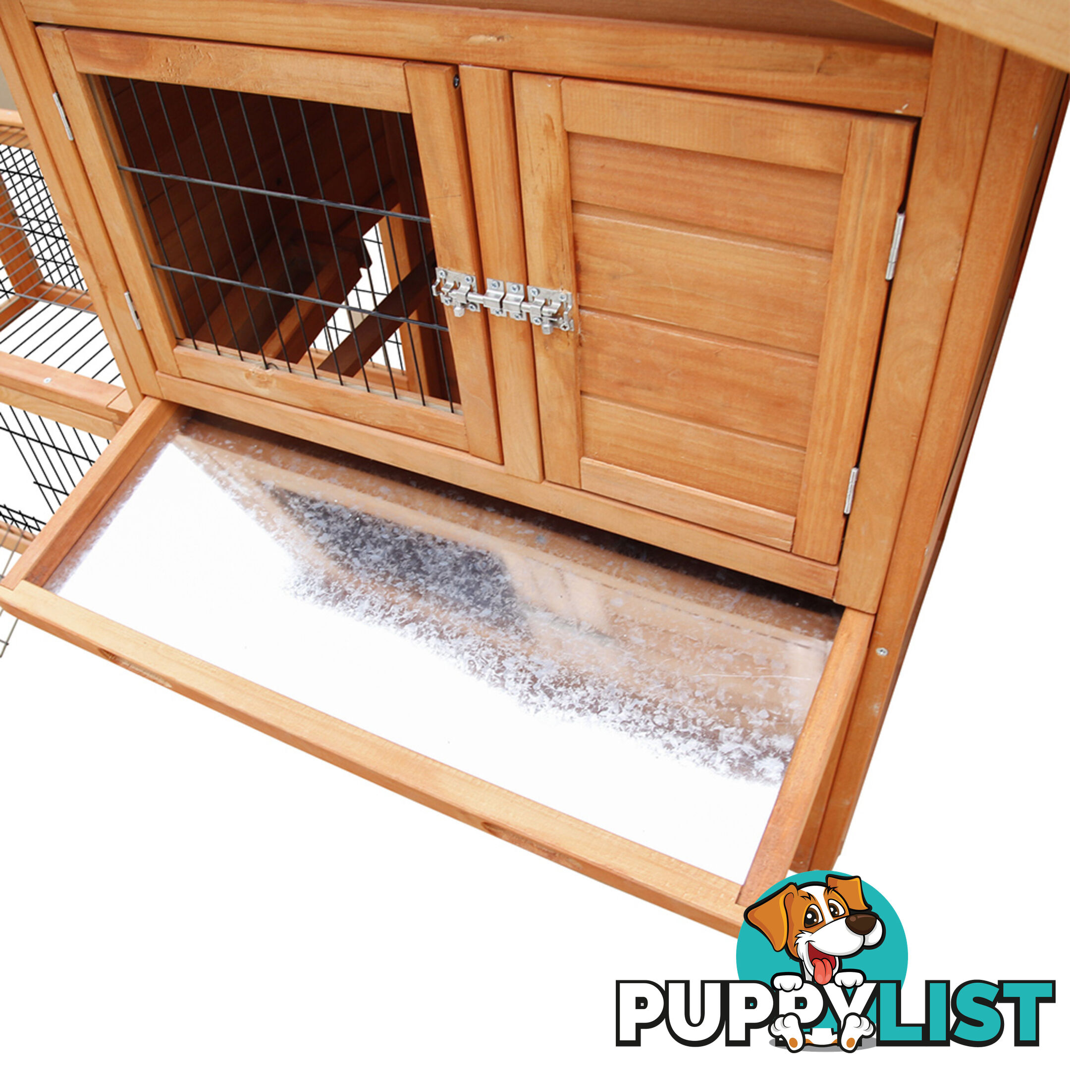 Double Storey Pet Hutch with Under Run Green