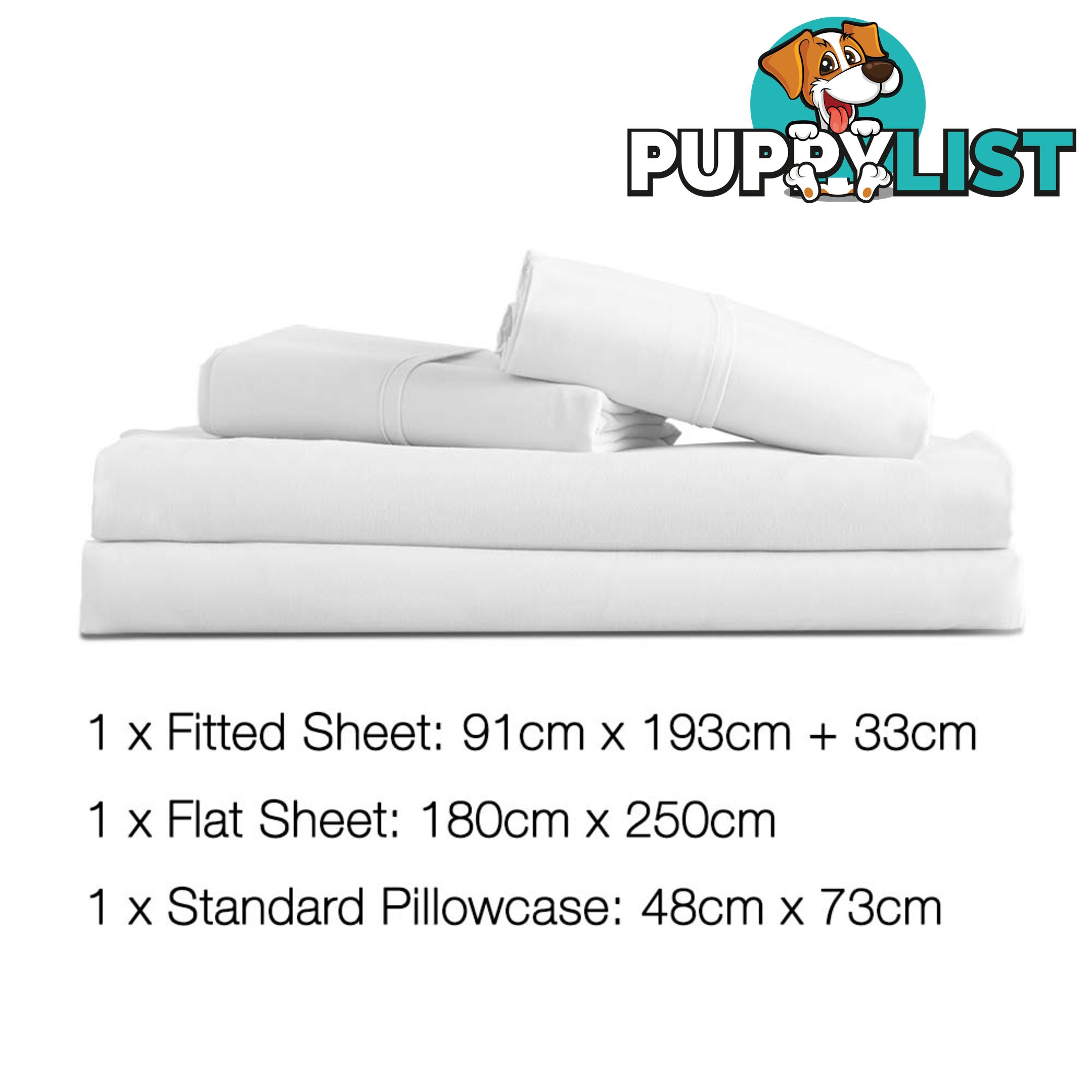 3 Piece Microfibre Sheet Set Single _ White