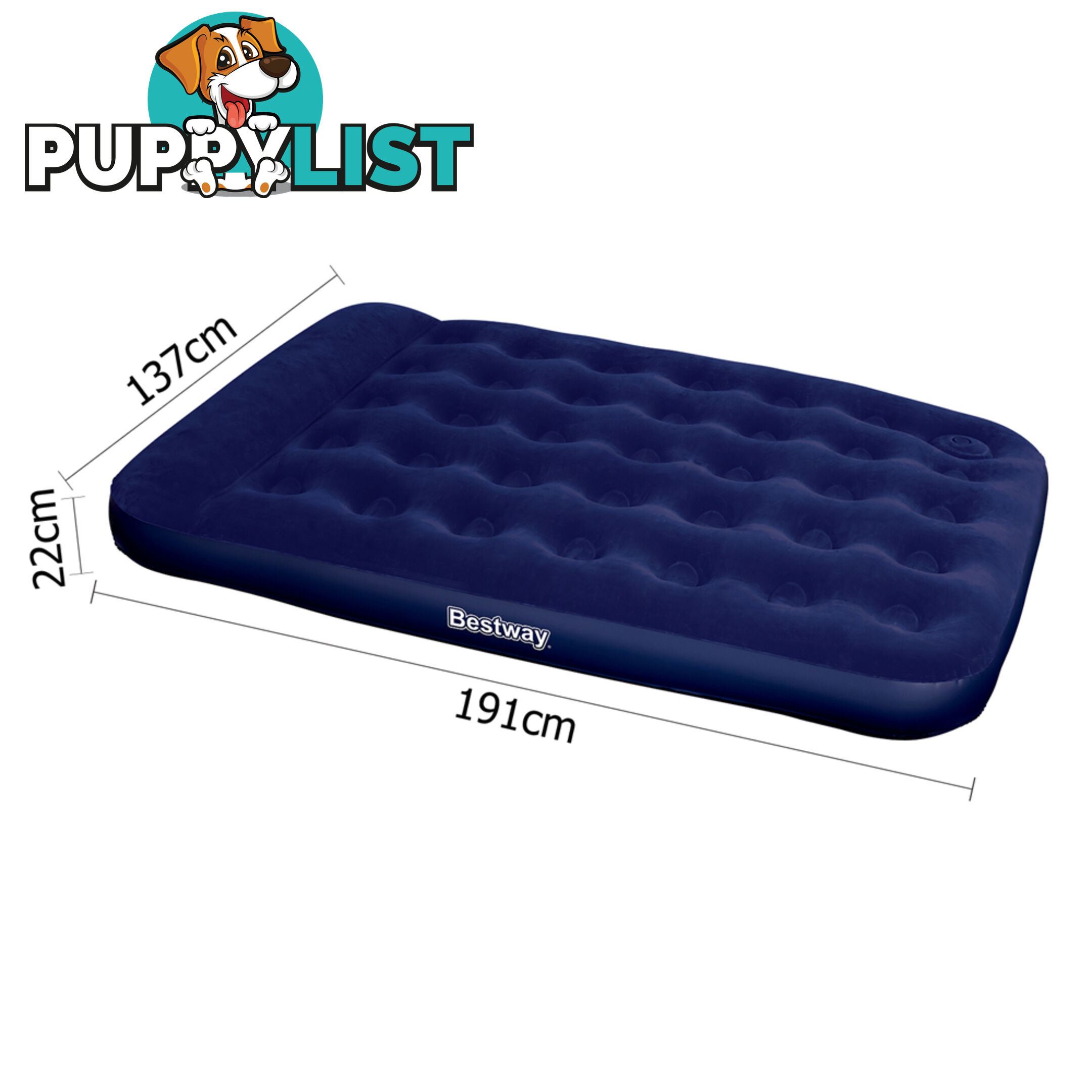 Bestway Double Inflatable Air Mattress Bed w/ Built-in Foot Pump Blue