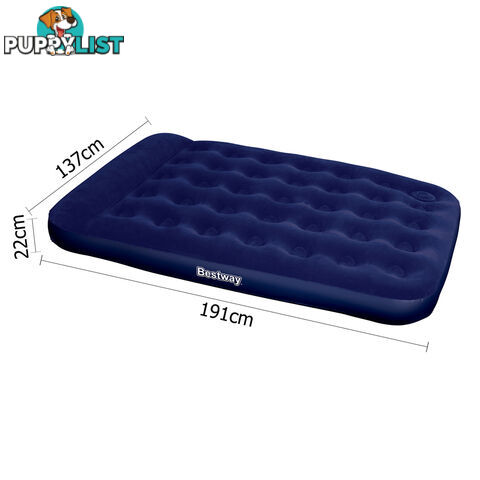 Bestway Double Inflatable Air Mattress Bed w/ Built-in Foot Pump Blue