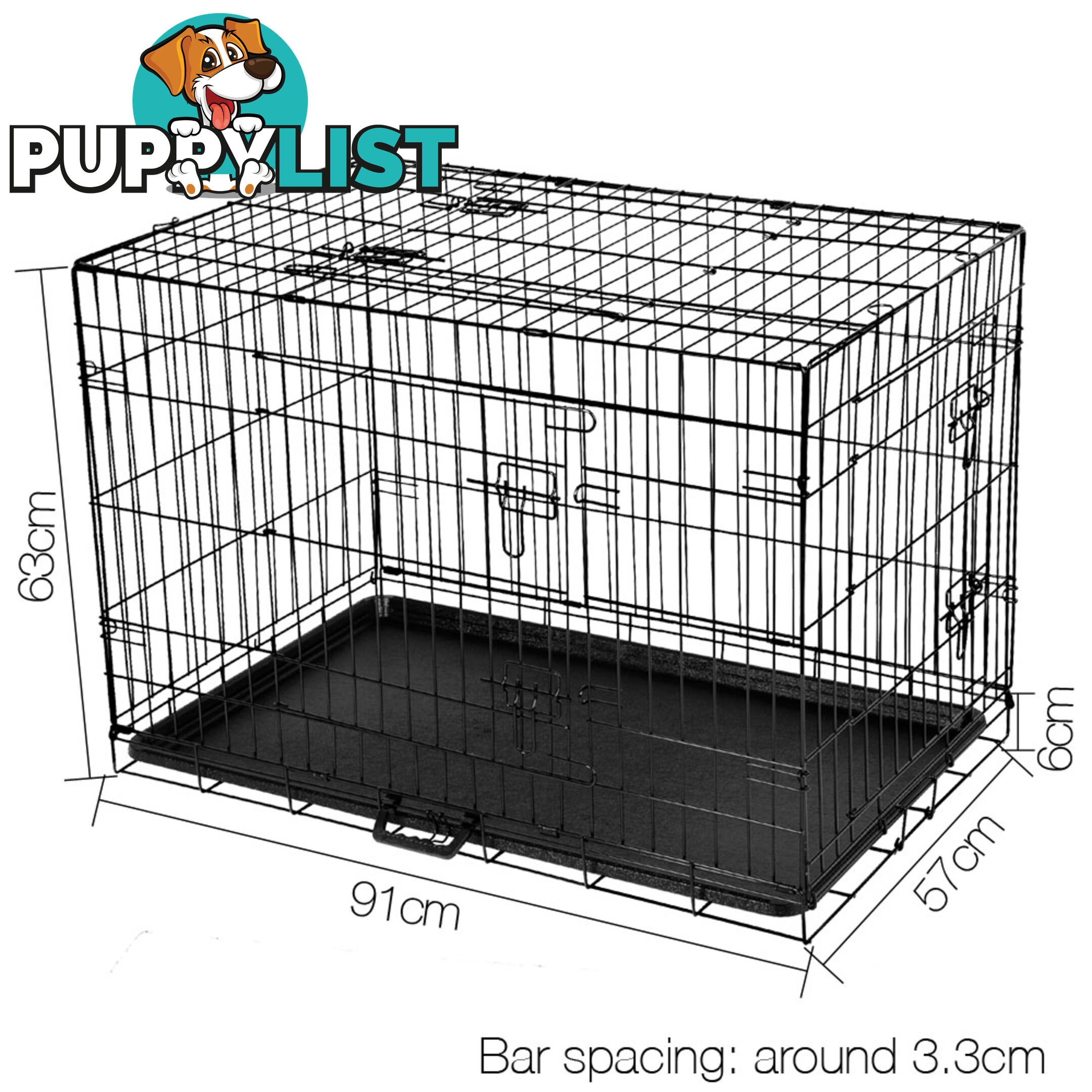 Metal Collapsible Dog Cage 36IN