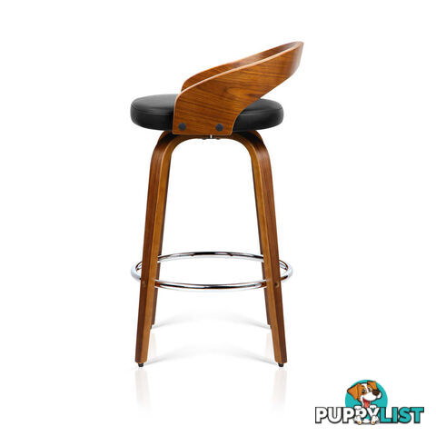 Walnut Wooden Barstool with Chrome Footrest