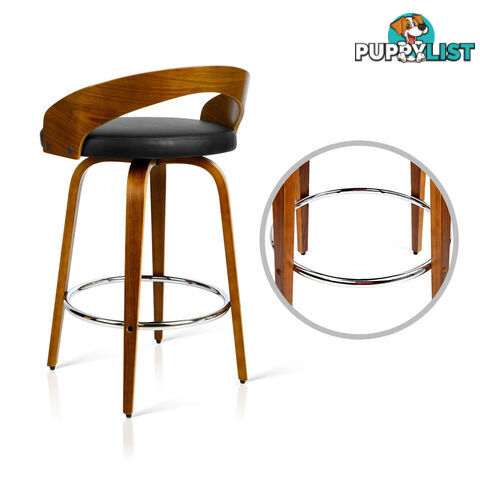 Walnut Wooden Barstool with Chrome Footrest