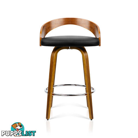 Walnut Wooden Barstool with Chrome Footrest