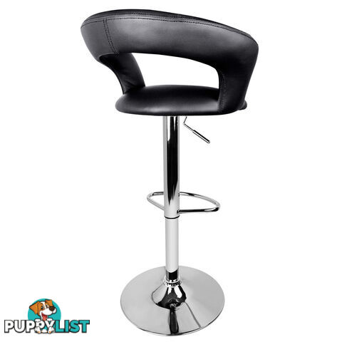 Set of 2 PU Leather Kitchen Bar Stool Black