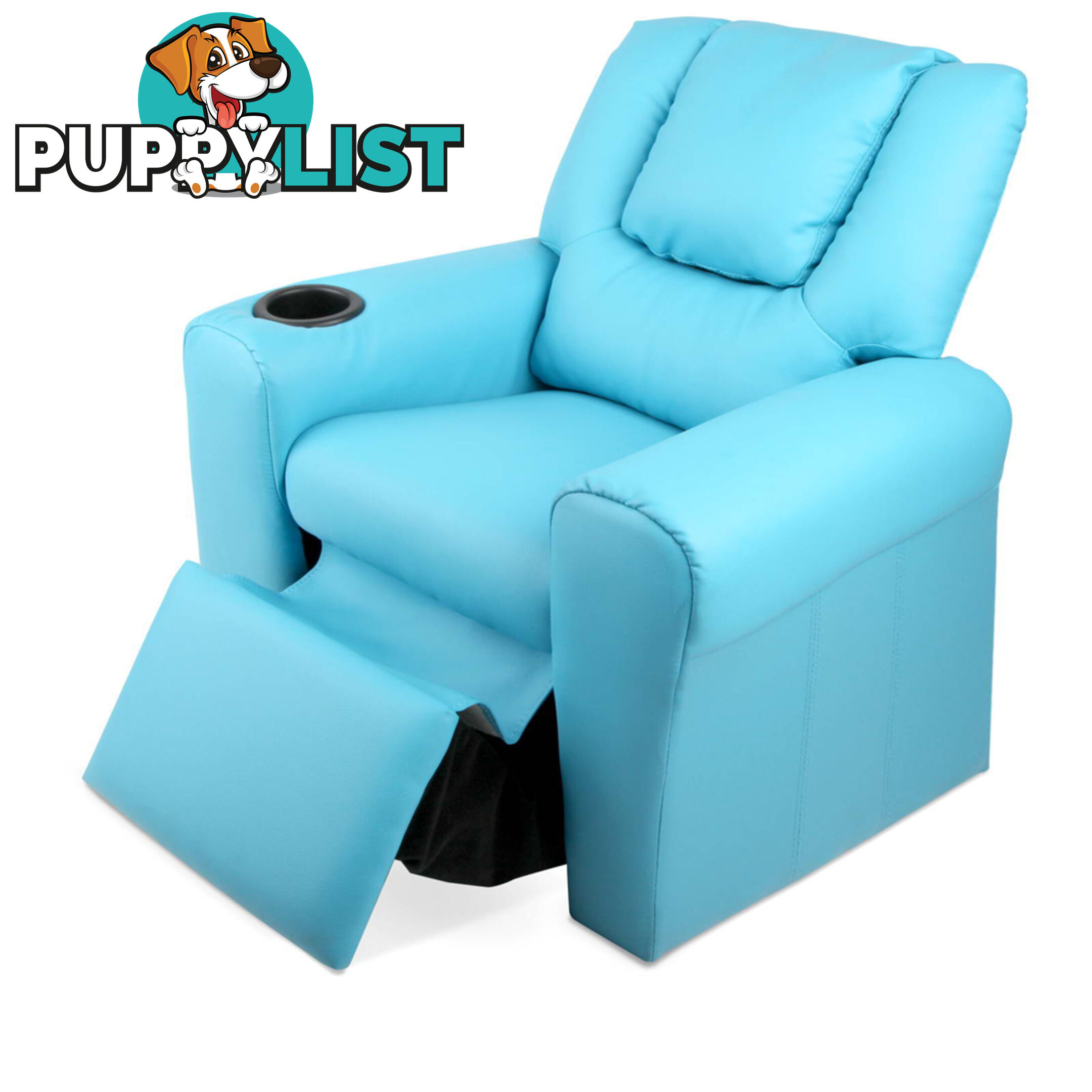 Kids Padded PU Leather Recliner Chair  - Blue