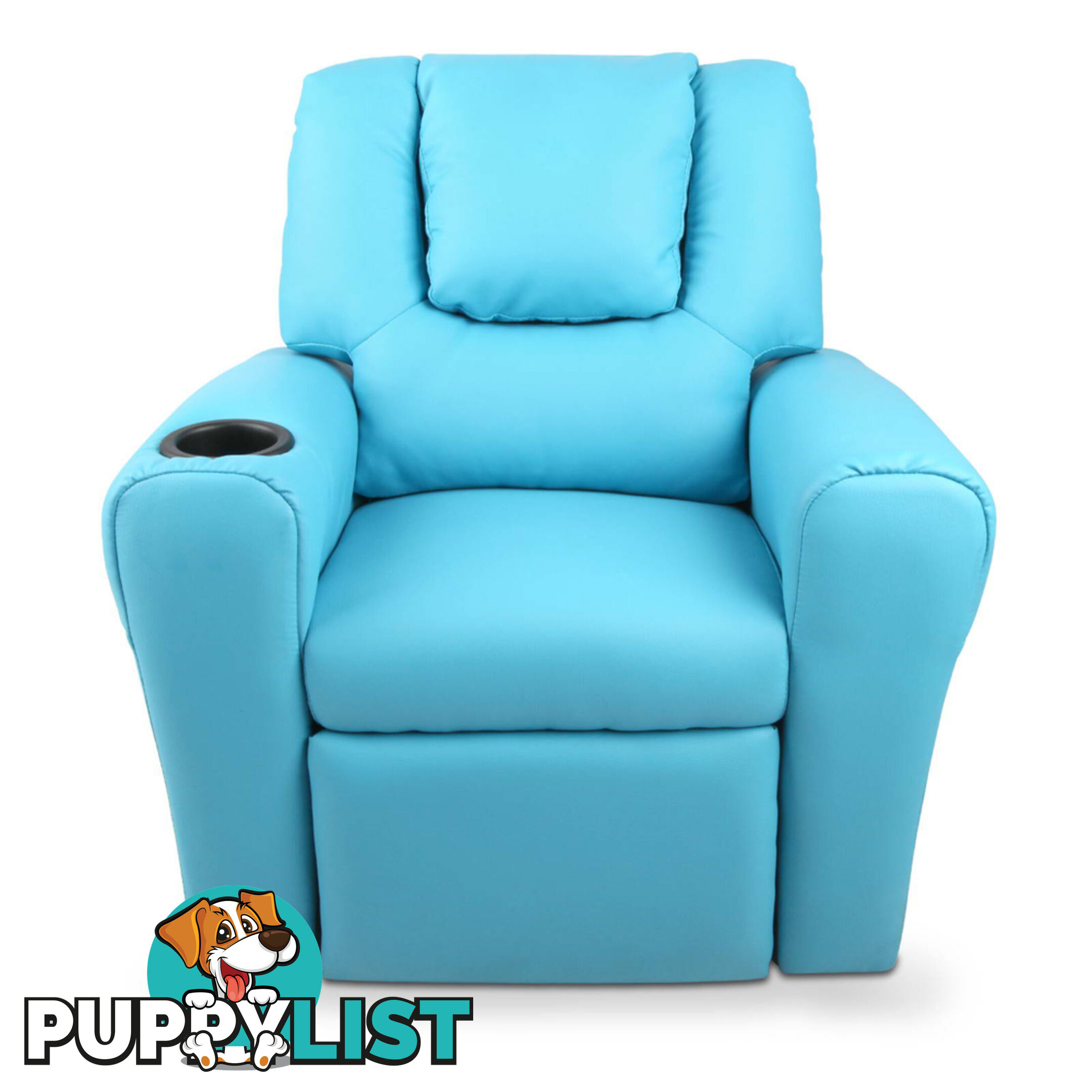 Kids Padded PU Leather Recliner Chair  - Blue