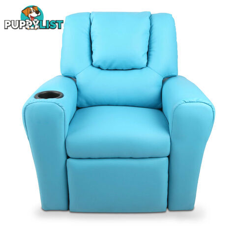 Kids Padded PU Leather Recliner Chair  - Blue