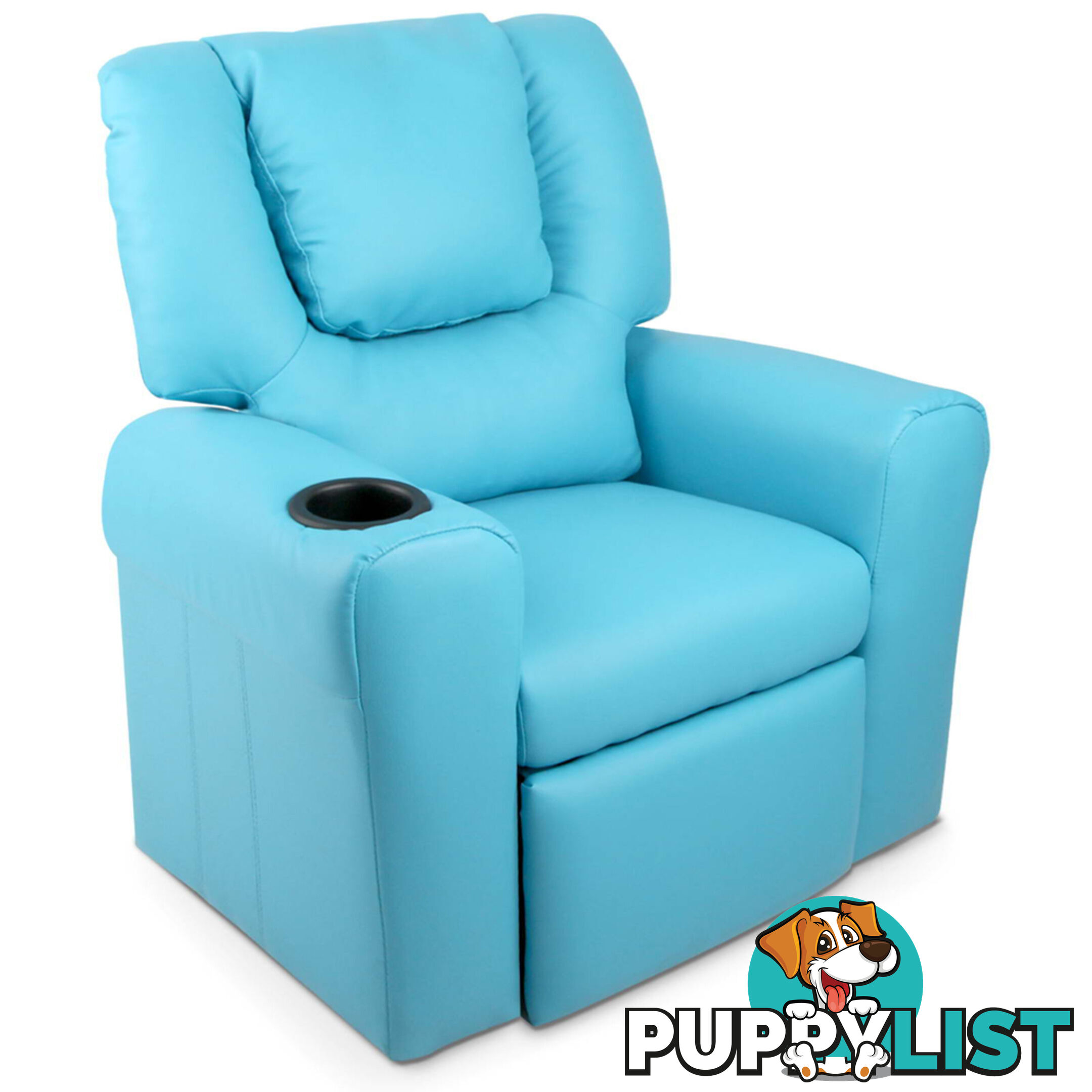 Kids Padded PU Leather Recliner Chair  - Blue