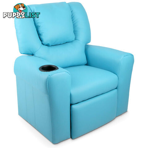 Kids Padded PU Leather Recliner Chair  - Blue