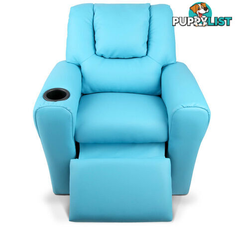 Kids Padded PU Leather Recliner Chair  - Blue