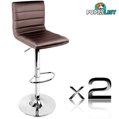 Set of 2 PU Leather Kitchen Bar Stool Chocolate