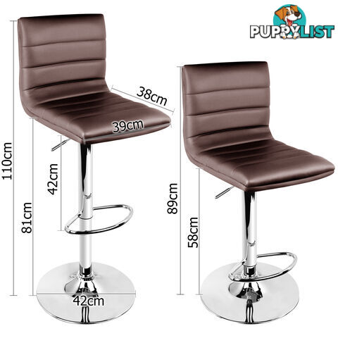 Set of 2 PU Leather Kitchen Bar Stool Chocolate