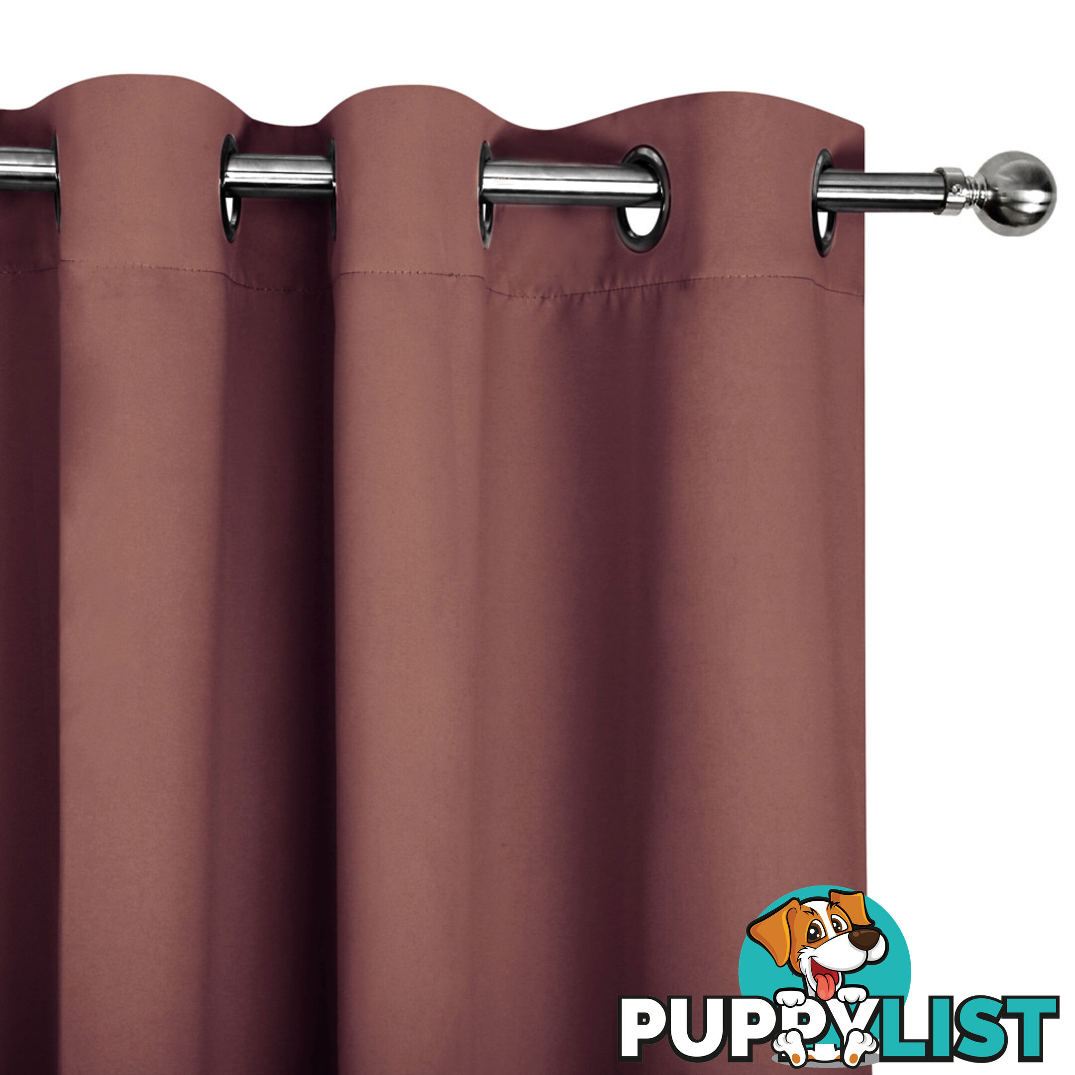 ArtQueen 3 Pass Eyelet Blockout Curtain Brown 240cm