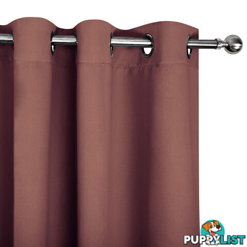 ArtQueen 3 Pass Eyelet Blockout Curtain Brown 240cm