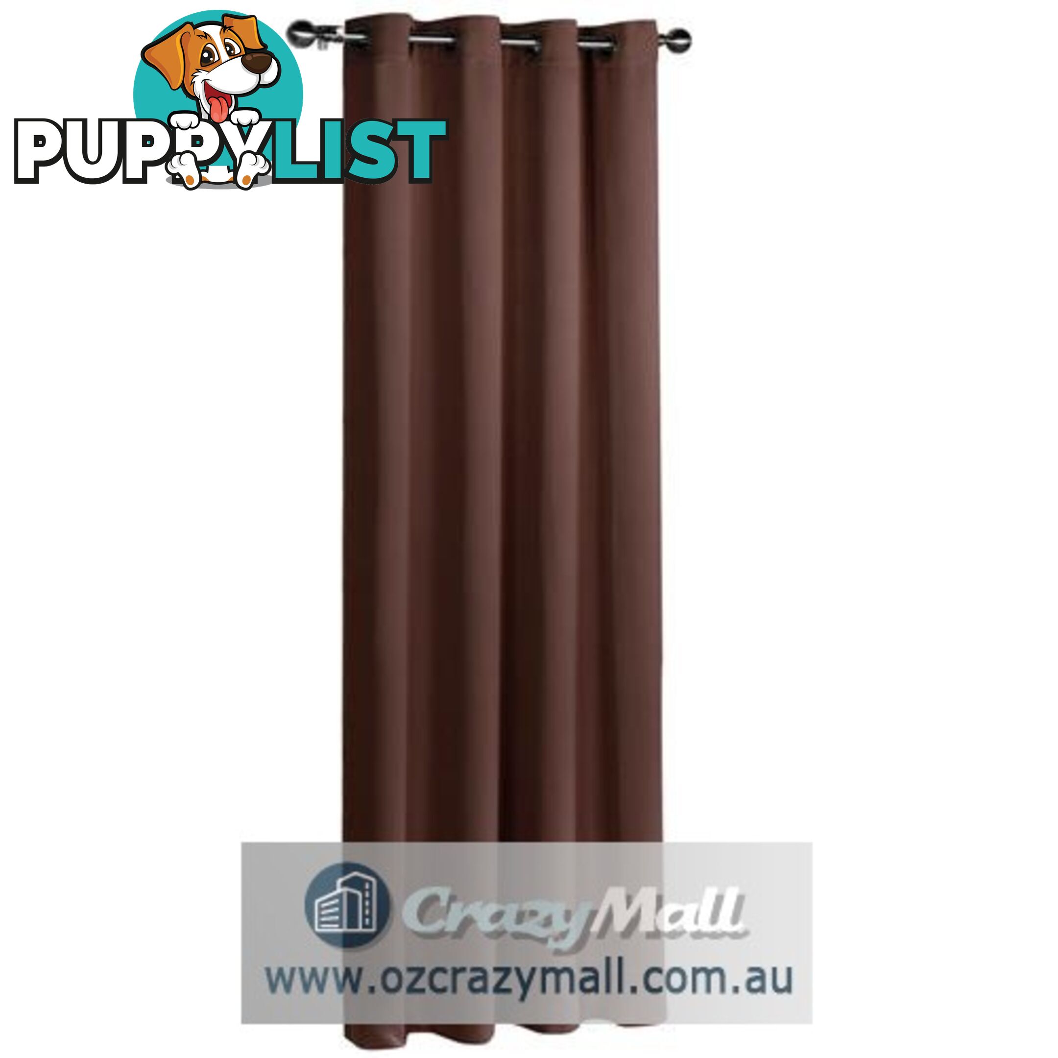 ArtQueen 3 Pass Eyelet Blockout Curtain Brown 240cm