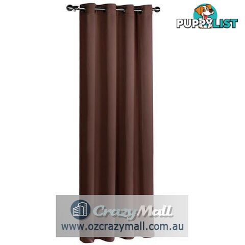 ArtQueen 3 Pass Eyelet Blockout Curtain Brown 240cm