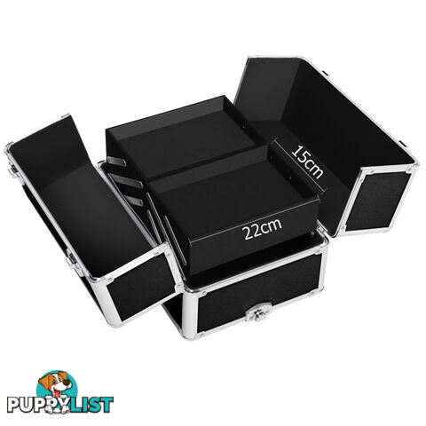 4 in 1 Portable Beauty Make up Cosmetic Trolley Case Black