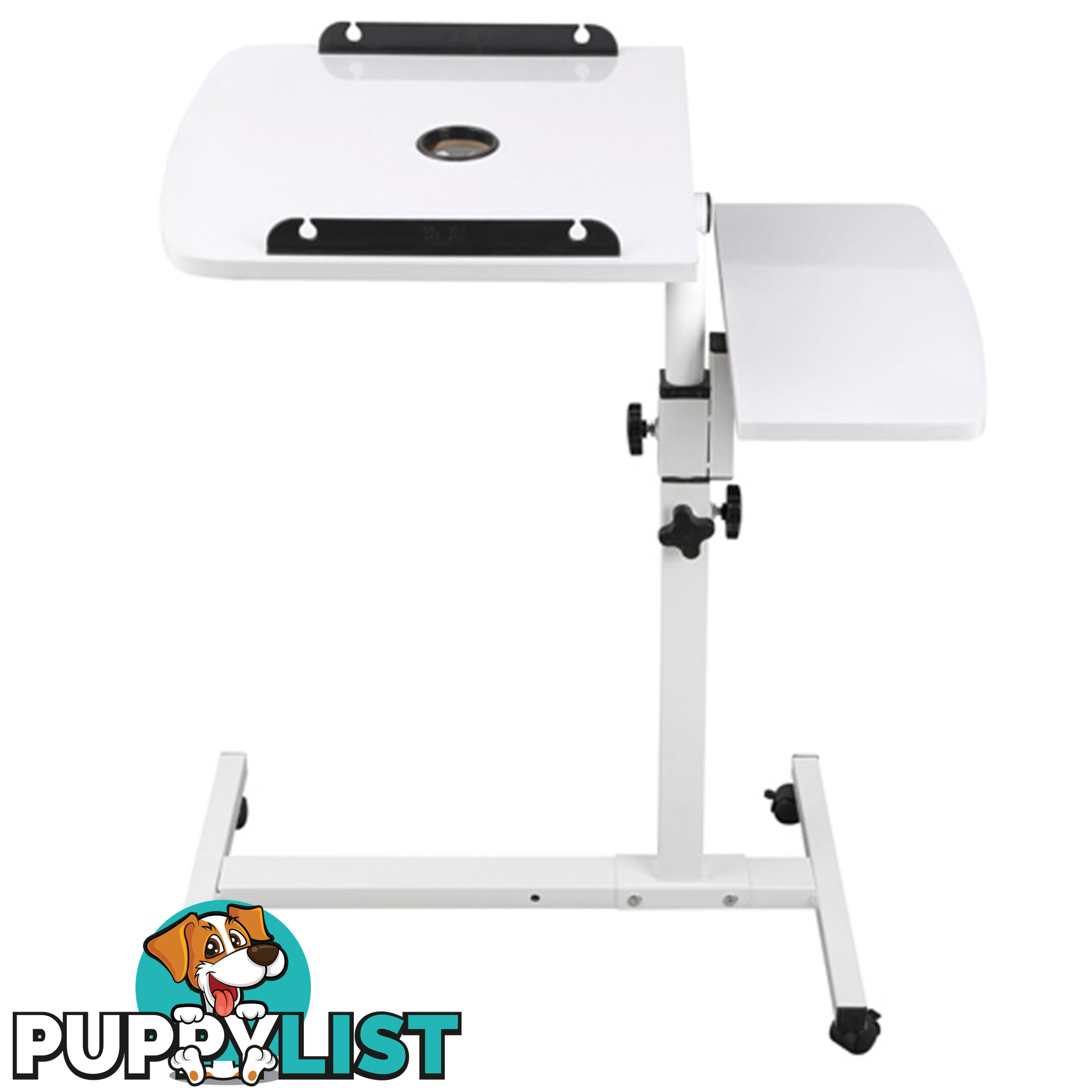 Rotating Mobile Laptop Adjustable Desk w/ USB Cooler White