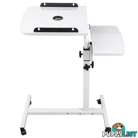 Rotating Mobile Laptop Adjustable Desk w/ USB Cooler White