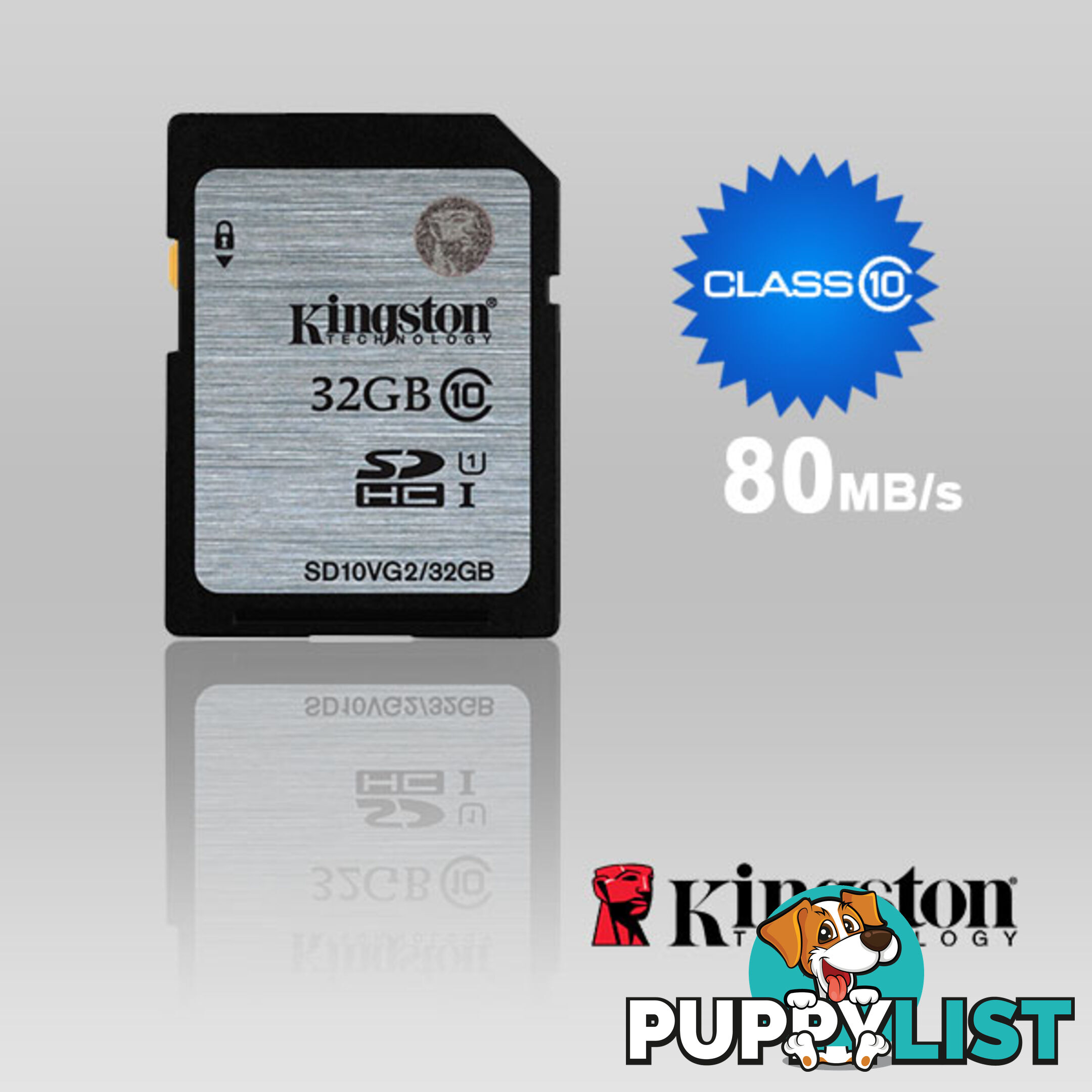 KINGSTON 32GB SDHC Class10 UHS-I 80MB/s Read Flash Card  Retail  (SD10VG2/32GBFR)