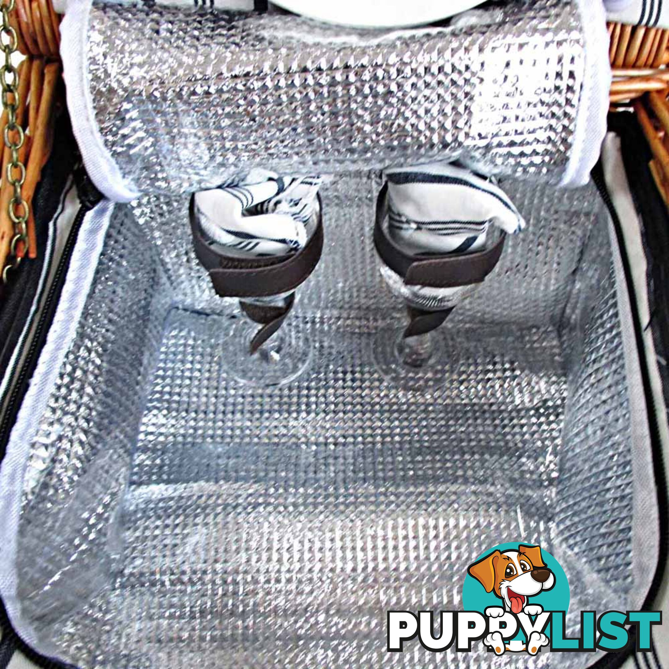 2 Person Picnic Basket Set w/ Cooler Bag Blanket