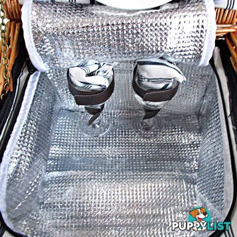 2 Person Picnic Basket Set w/ Cooler Bag Blanket