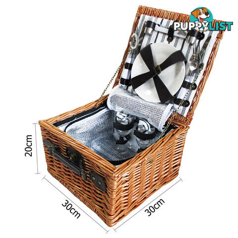 2 Person Picnic Basket Set w/ Cooler Bag Blanket