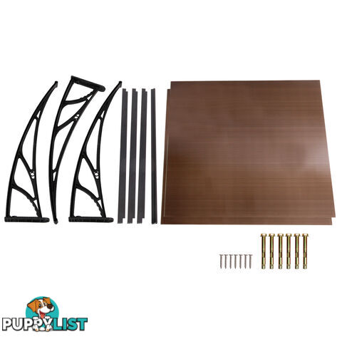 DIY Window Door Awning Cover Brown 100 x 200cm