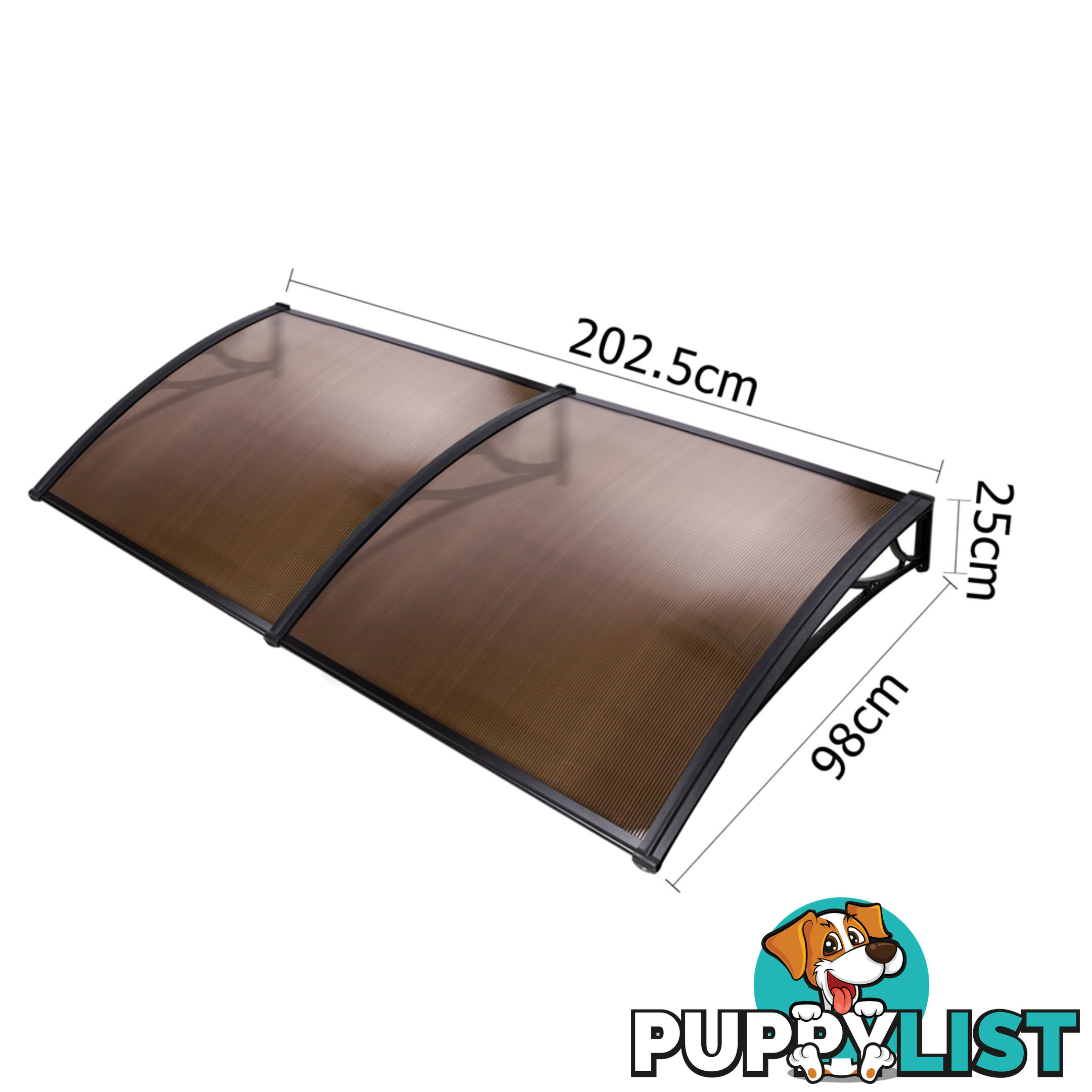 DIY Window Door Awning Cover Brown 100 x 200cm