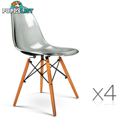 Set of 4 Replica Eames Dining Chairs - Transparent Grey