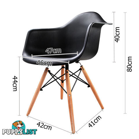 Set of 2 Replica Eames Cafe Chairs Beech Black