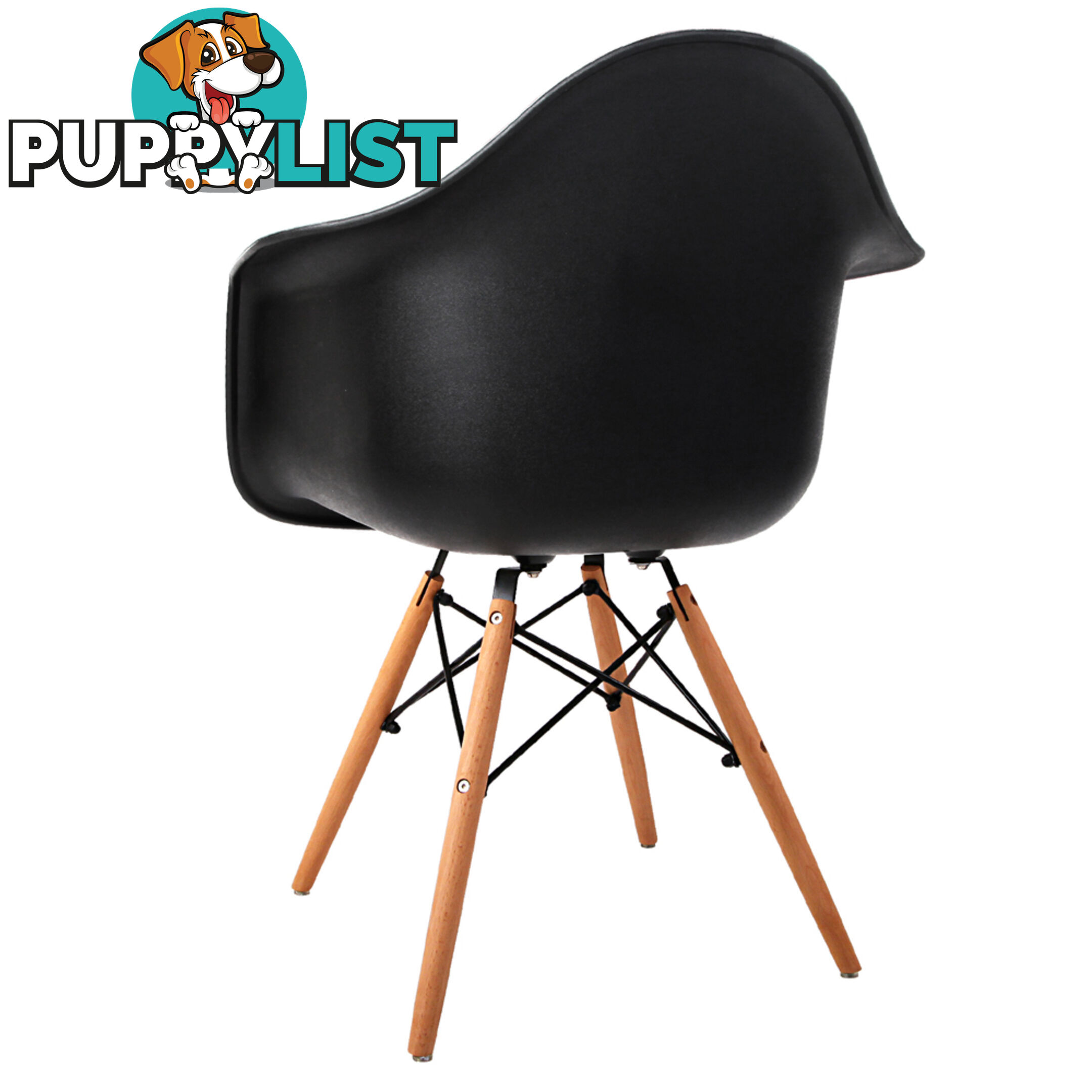 Set of 2 Replica Eames Cafe Chairs Beech Black