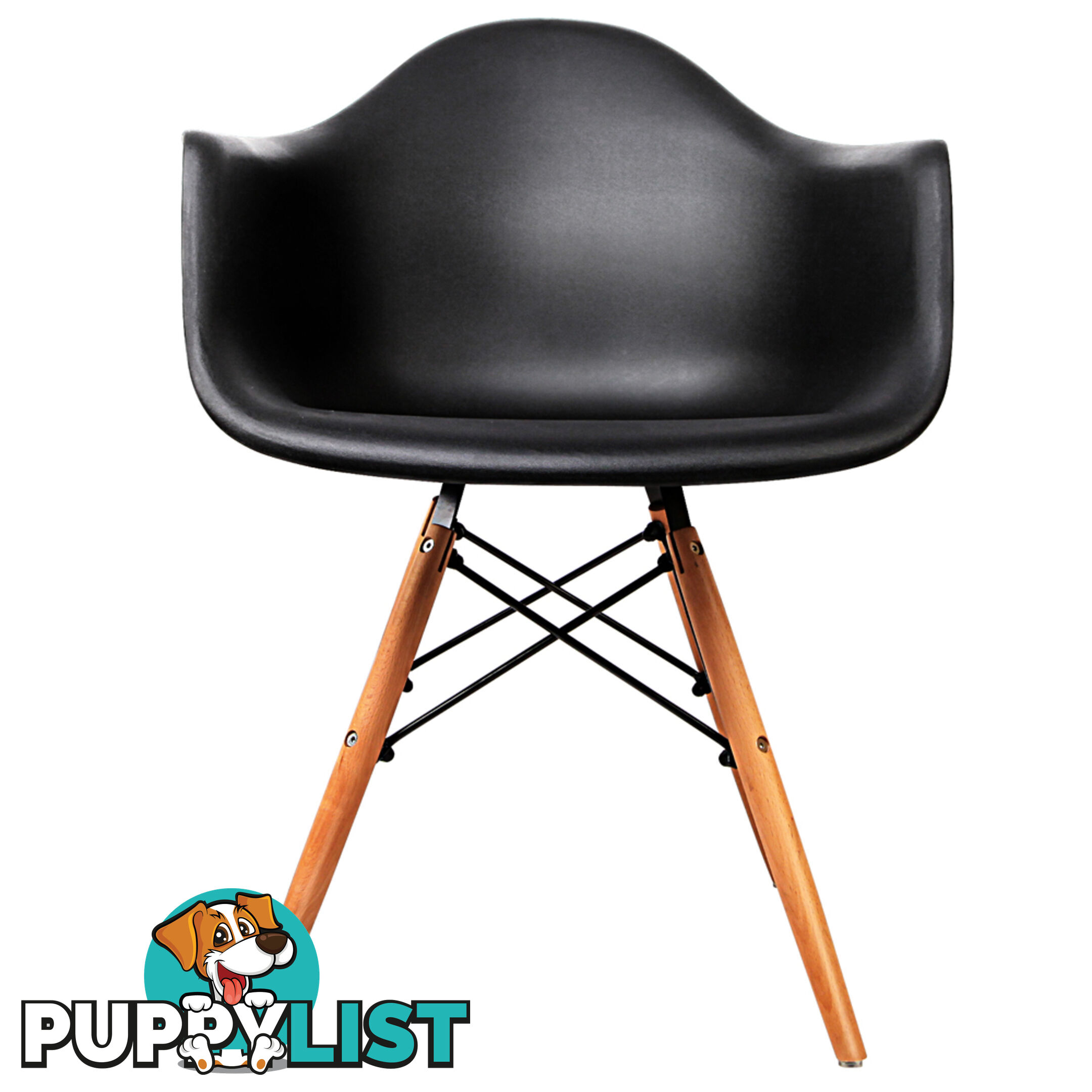 Set of 2 Replica Eames Cafe Chairs Beech Black